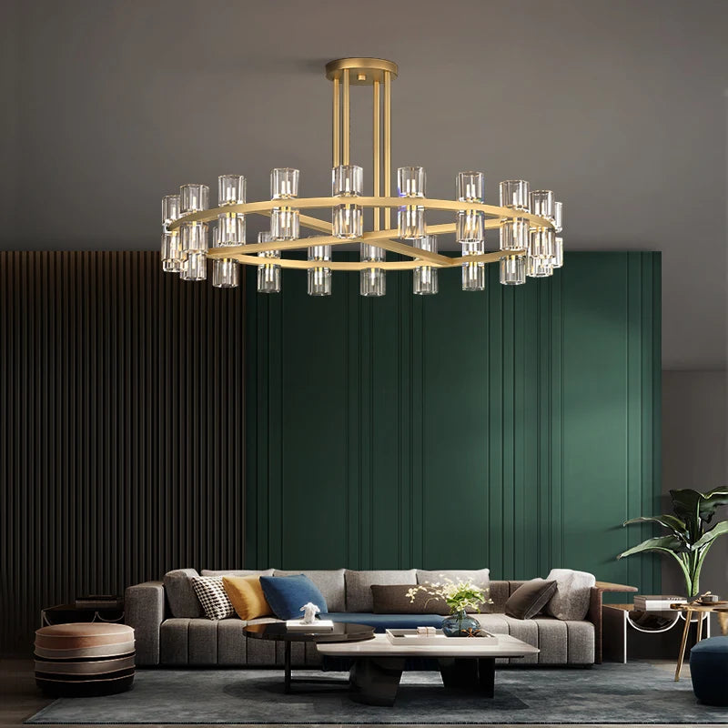 Classic black and gold crystal pendant light with elegant design - vue 4 sur 13