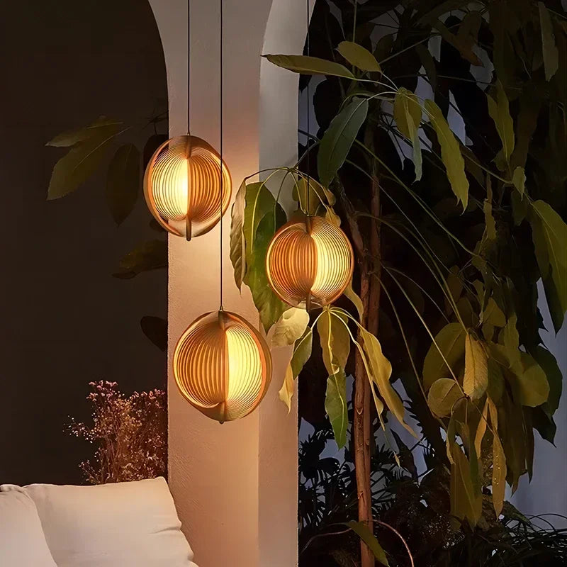 Wabi sabi wooden pendant light for modern interior decor