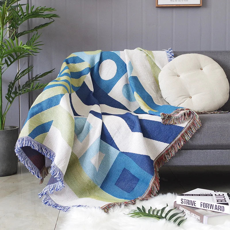 Nordic jacquard geometric sofa throw autumn