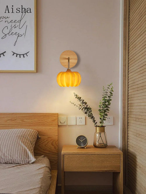 applique murale citrouille en résine avec lumière LED décorative - vue 2 sur 7