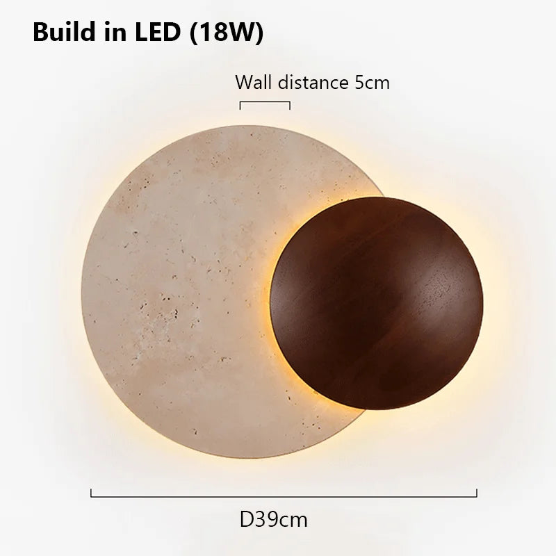 Vintage round natural stone decorative wall light