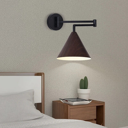 Modern minimalist adjustable wood wall light - vue 2 sur 12