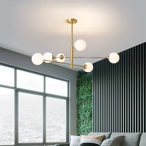 Modern glass pendant light in minimalist Nordic style for indoor decoration - vue 4 sur 9
