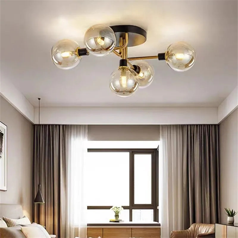 Nordic glass ceiling light G9 LED industrial metal for bedroom, living room, dining room, study, home and loft