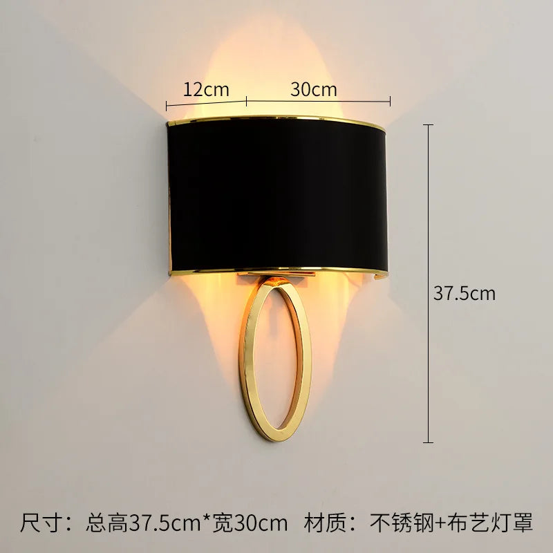 Curved wall light bedside beige modern minimalist hotel room LED wall lamp - vue 8 sur 8