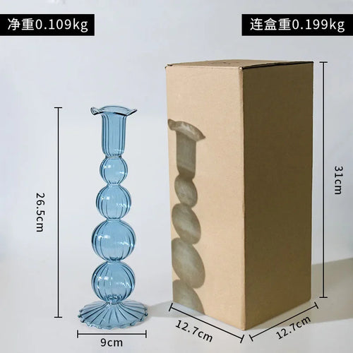 Retro glass candle holder for home and wedding decor - vue 9 sur 9