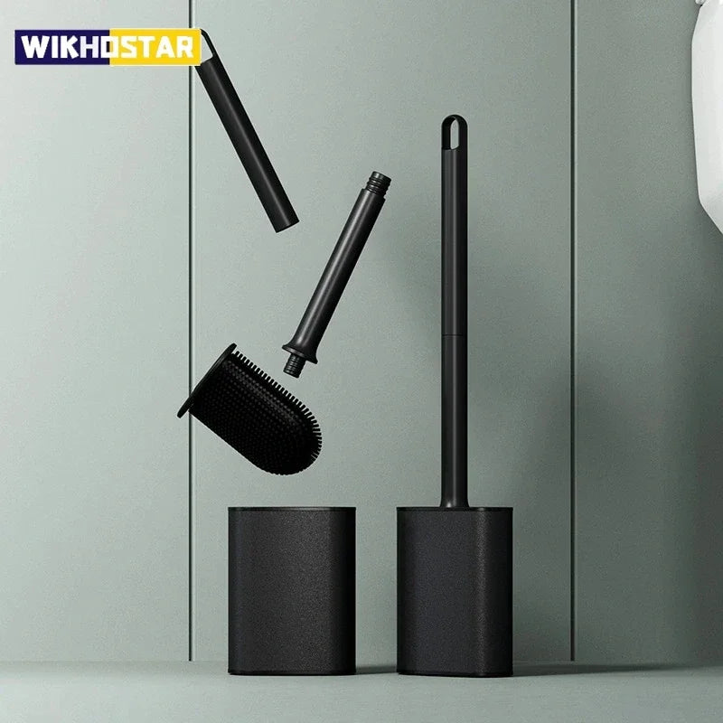 Luxury toilet brush in metal and plastic with removable holder