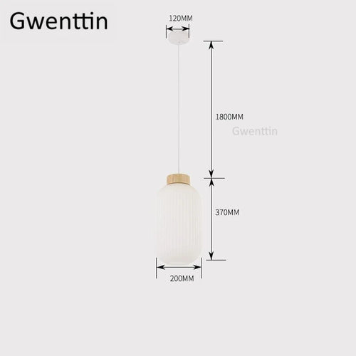 Modern nordic wood and glass pendant light indoor decorative - vue 9 sur 9