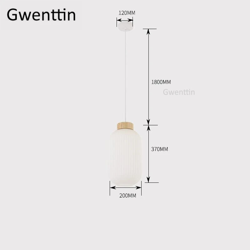 Modern nordic wood and glass pendant light indoor decorative - vue 8 sur 9