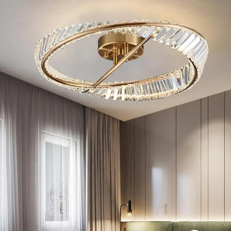Modern gold chandelier with LED crystal rings