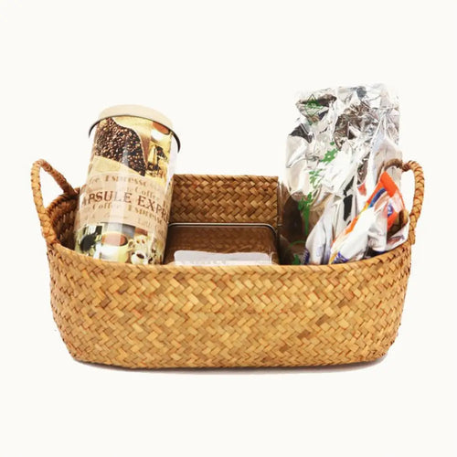 Rattan and woven straw storage baskets for plants and various items - vue 4 sur 11
