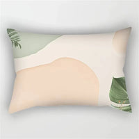 Geometric rainbow and botanical pattern cushion cover