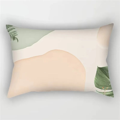 Geometric rainbow and botanical pattern cushion cover