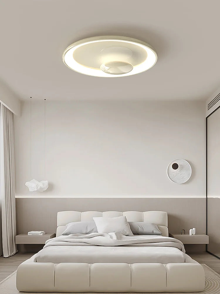 Variable cream style round LED ceiling light with remote control - vue 4 sur 9