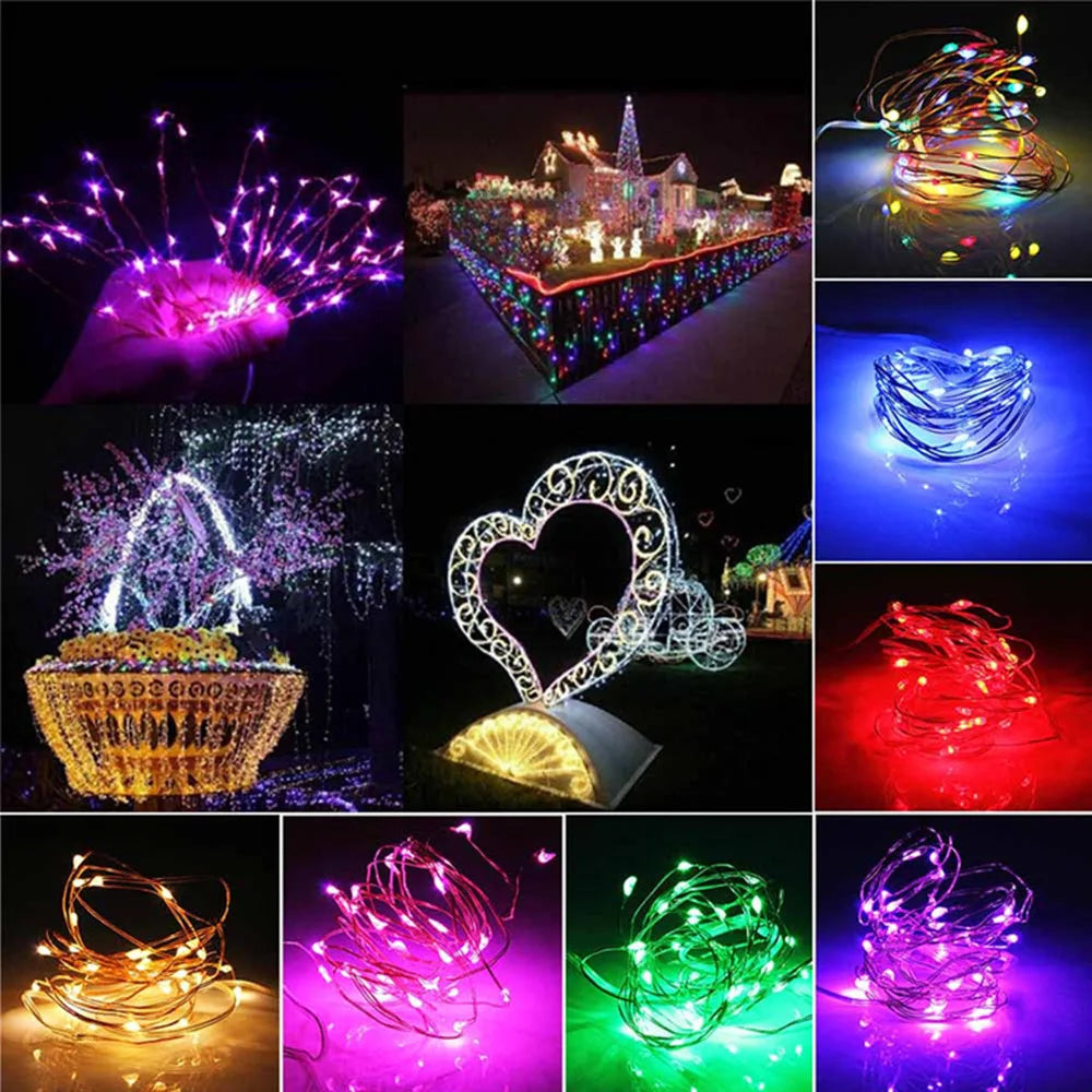 Usb led copper silver string lights for party decorations - vue 5 sur 14