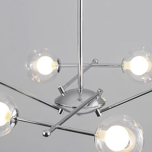Clear glass Bauhaus style chandelier for hotel - vue 5 sur 9