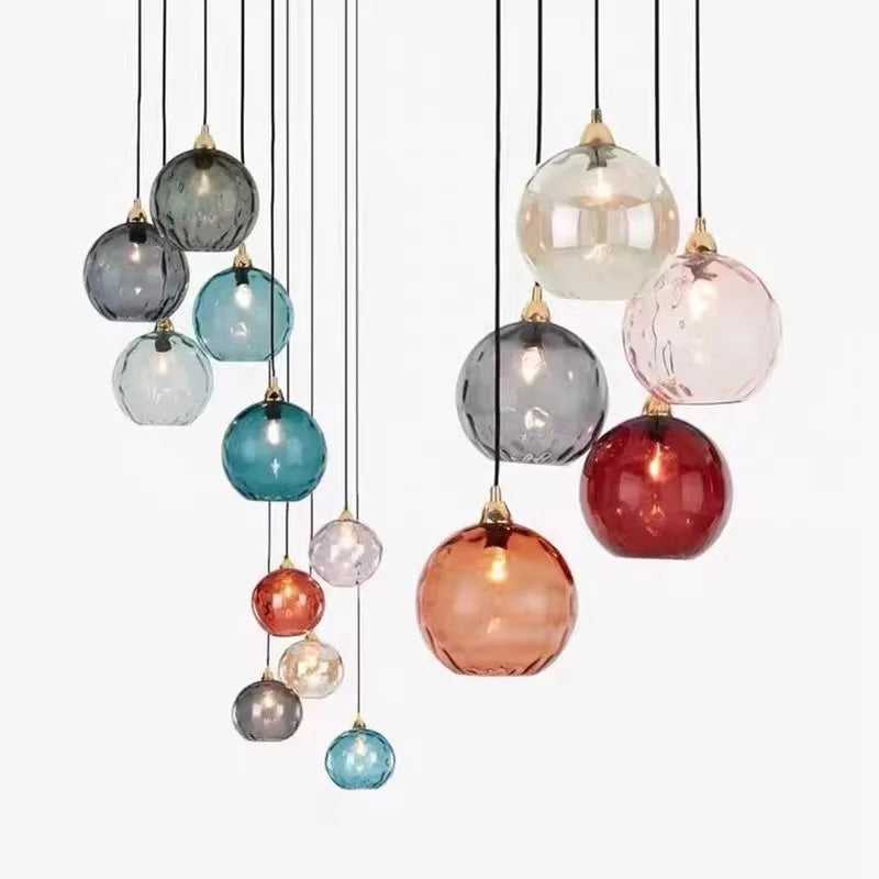 Colourful glass chandelier for restaurant - vue 5 sur 25
