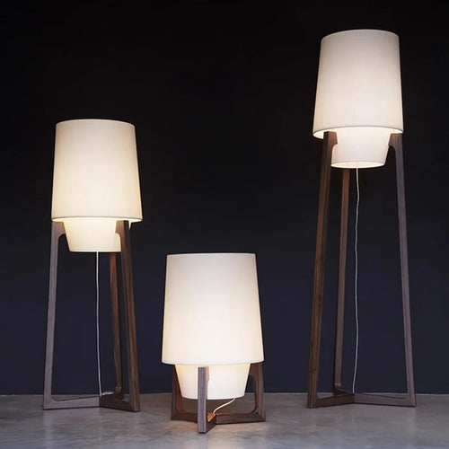Japanese fabric floor lamp retro design for modern interiors - vue 2 sur 9