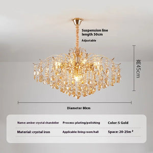 Modern nordic crystal pendant light, warm and elegant