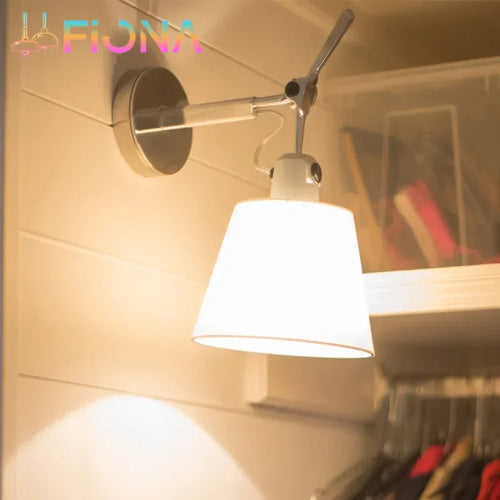Nordic silver fabric wall light with stainless steel bracket - vue 2 sur 11