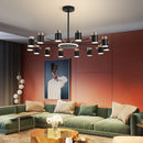 Rotating metal LED chandelier with 3 dimming levels