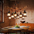 Retro wood industrial style chandelier for café and restaurant