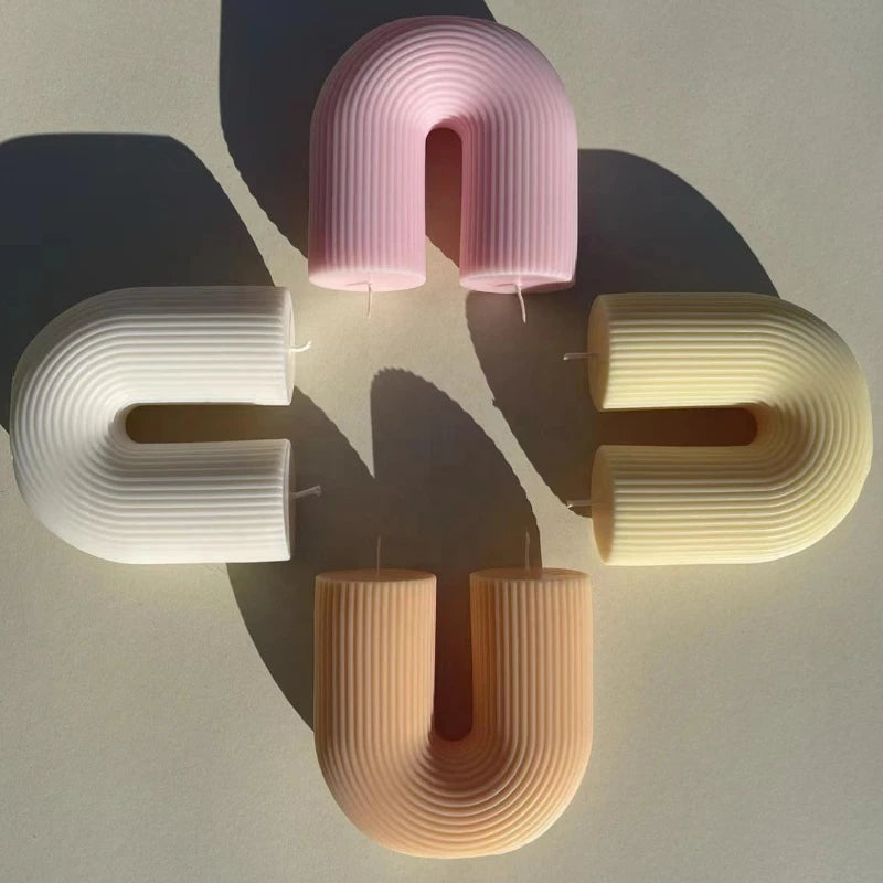 geometric u-shaped scented candles for home decor - vue 6 sur 22