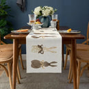 Linen table runner with rabbit and heart motifs for Easter
