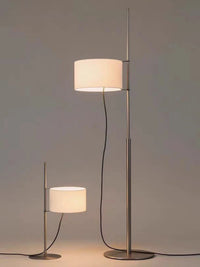 Modern minimalist floor lamp with retro fabric shade