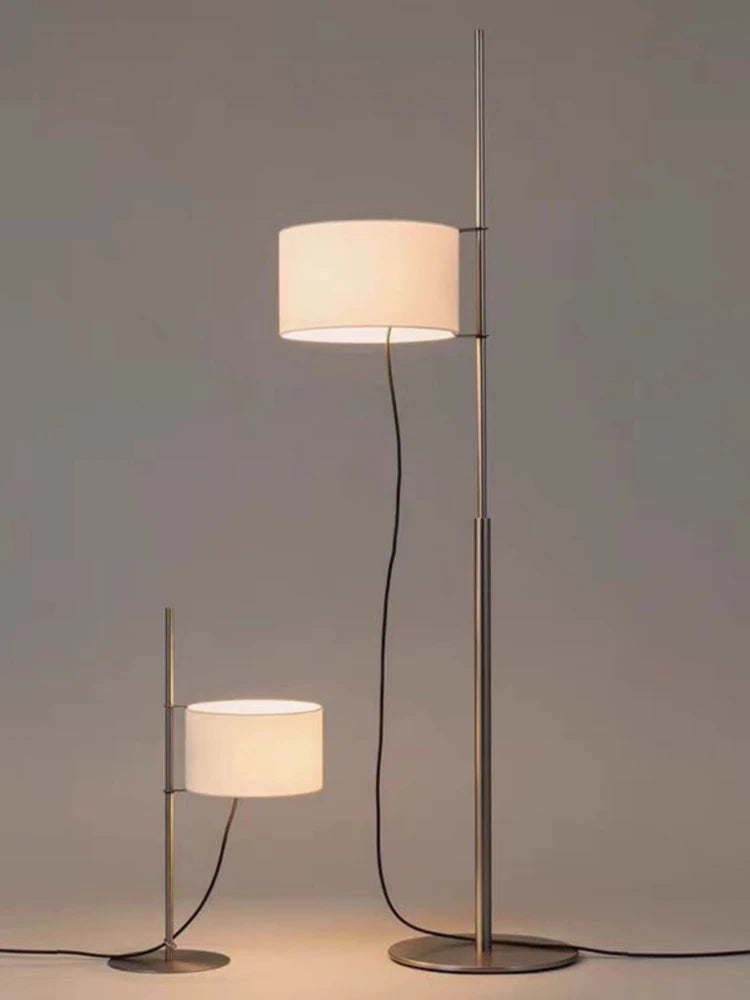 Modern minimalist floor lamp with retro fabric shade