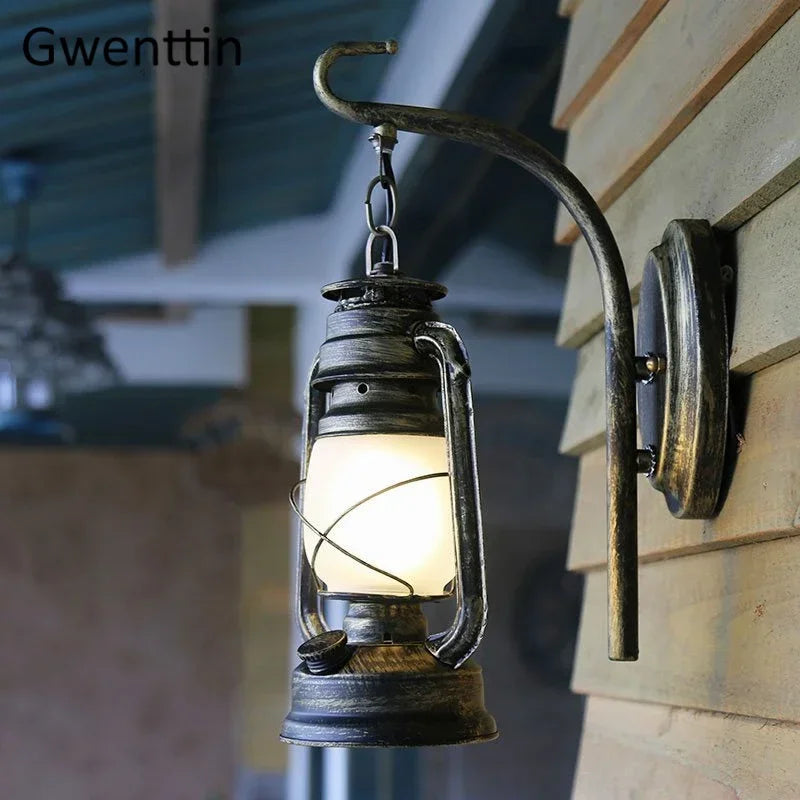 Vintage kerosene-style outdoor country wall light