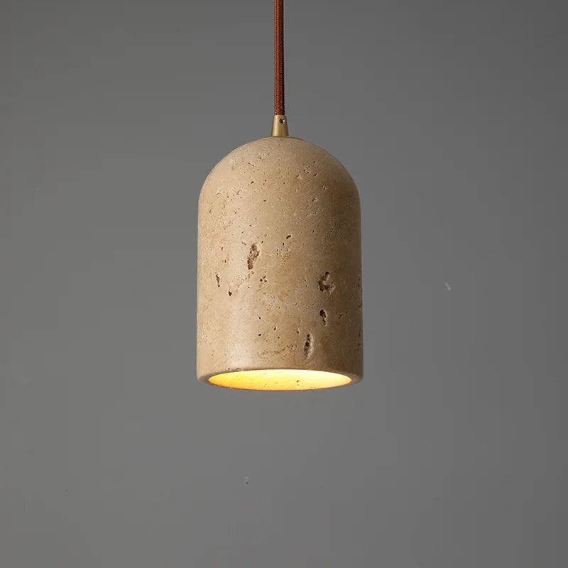 Retro LED pendant chandelier with vintage natural stone