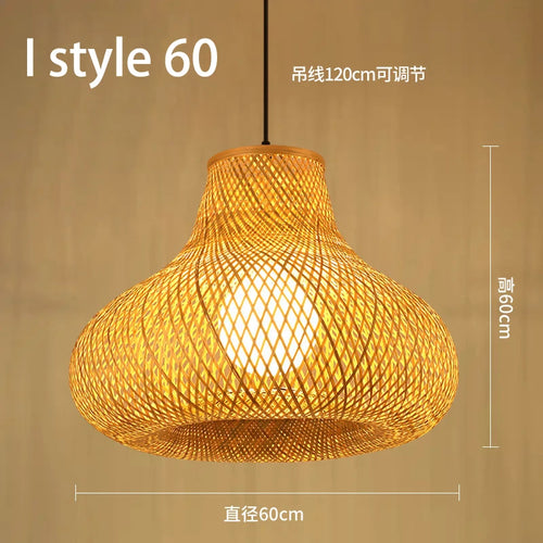 Handmade Chinese style bamboo chandelier with vintage pastoral weaving - vue 29 sur 30