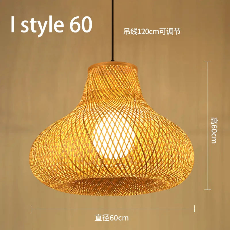 Handmade Chinese style bamboo chandelier with vintage pastoral weaving - vue 28 sur 30