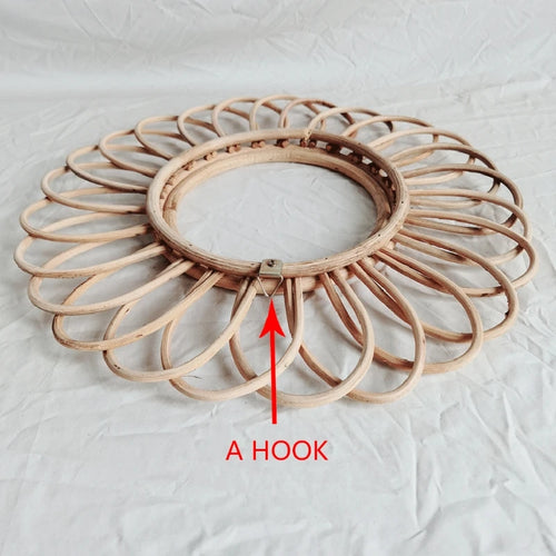 round rattan mirror artistic decoration for interior - vue 7 sur 7