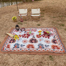 Boho knitted world map throw for sofa decor
