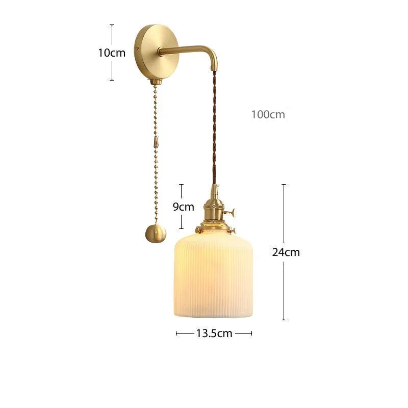 Modern gold ceramic wall light with adjustable cord and LED - vue 11 sur 23