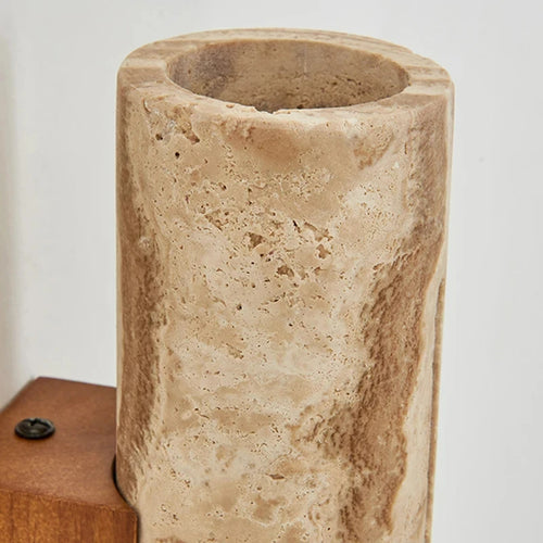 Art deco wall light in natural stone and wood for a warm ambience - vue 7 sur 8