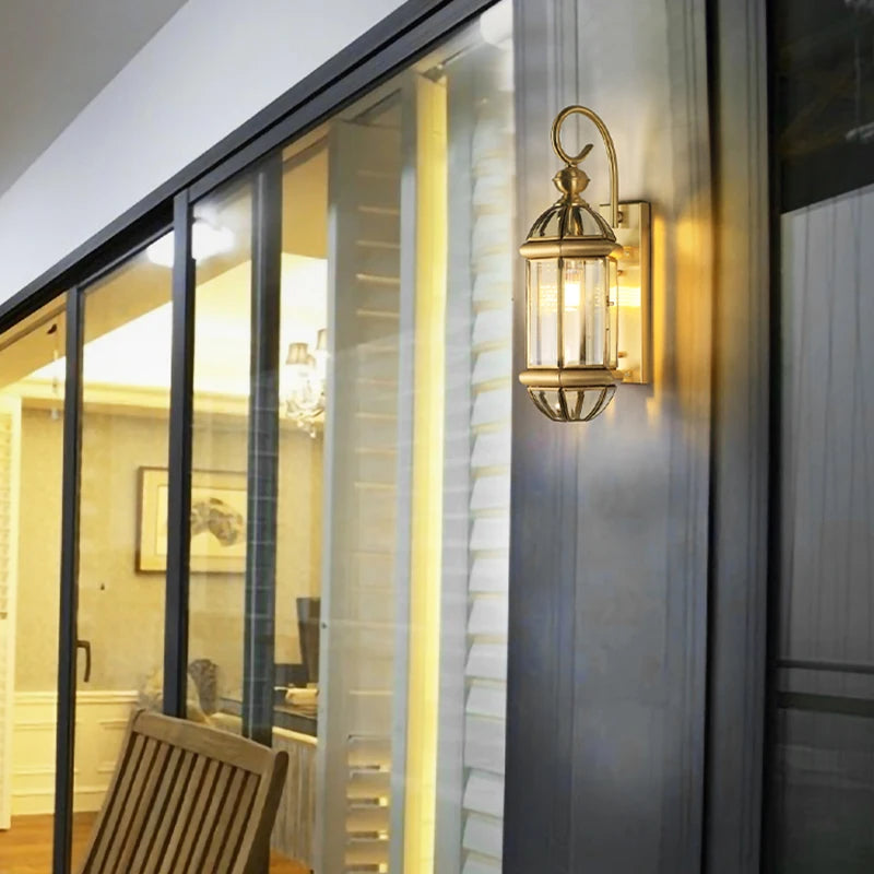 Outdoor wall light gold copper retro luxury for villa, garden, balcony, terrace and gate - vue 5 sur 8