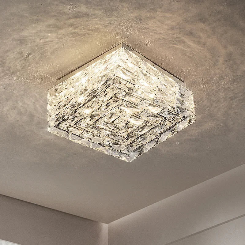 Modern crystal square LED ceiling light for interior decoration