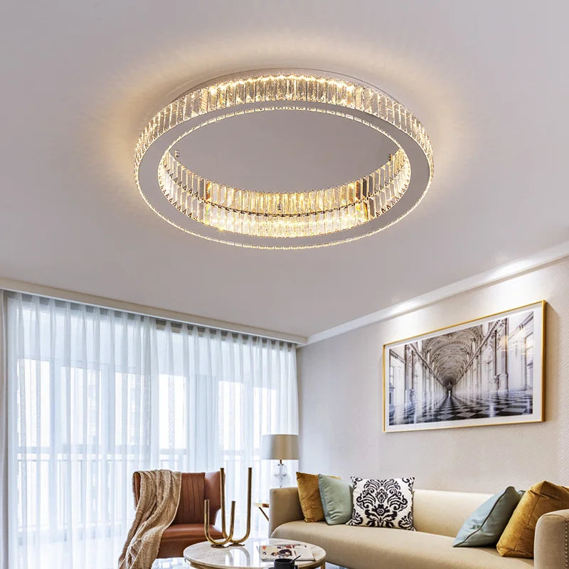 Modern crystal circular ceiling light for interior decoration