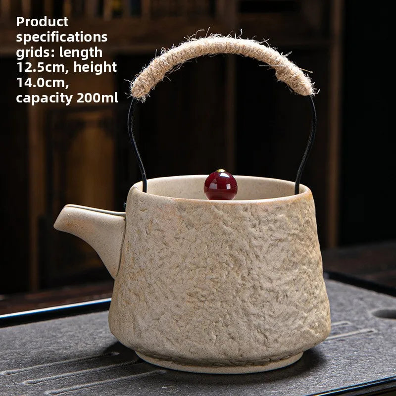 Retro Japanese kungfu ceramic textured tea set - vue 7 sur 7