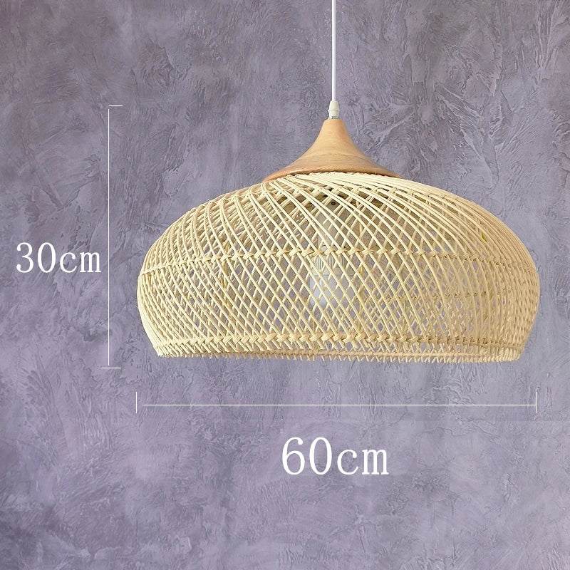 Southeast Asian vintage rattan pendant light high quality for dining room, restaurant, kitchen, or loft - vue 20 sur 27