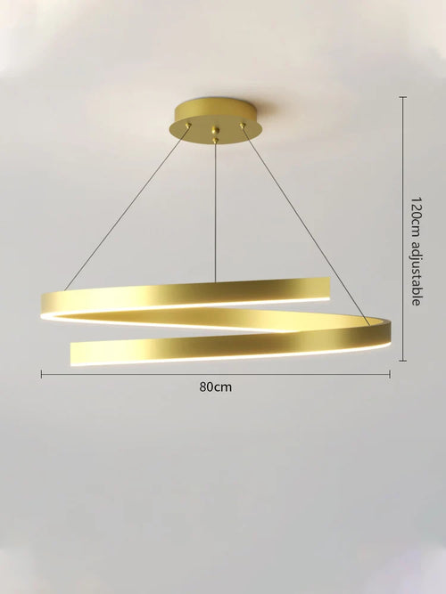 Modern single ring gold iron chandelier with indoor LED lighting - vue 7 sur 15