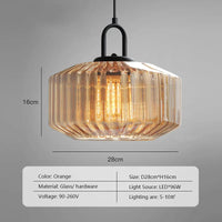 Retro glass pendant chandelier with decorative LED light