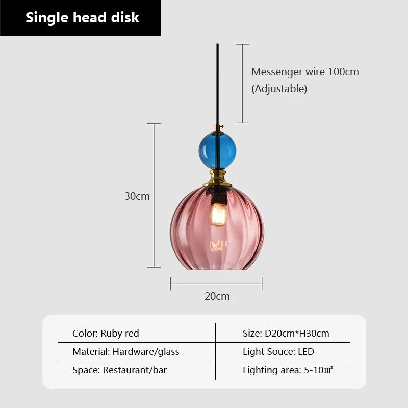 candy glass pendant light home decor - vue 9 sur 14