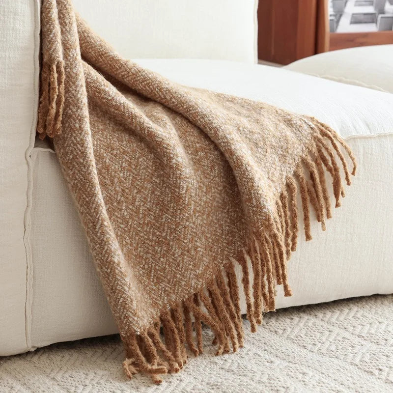American European style knitted throw for living room and bedroom