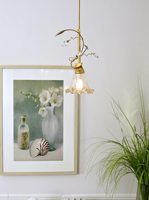 Glass LED chandelier for modern indoor lighting - vue 5 sur 7