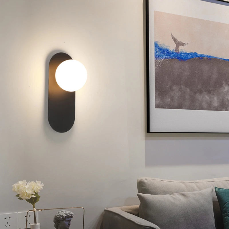 Rounded design indoor LED wall lights with ball