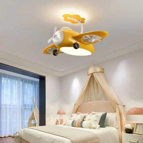 Modern design electric ceiling fan light for children's room - vue 7 sur 9